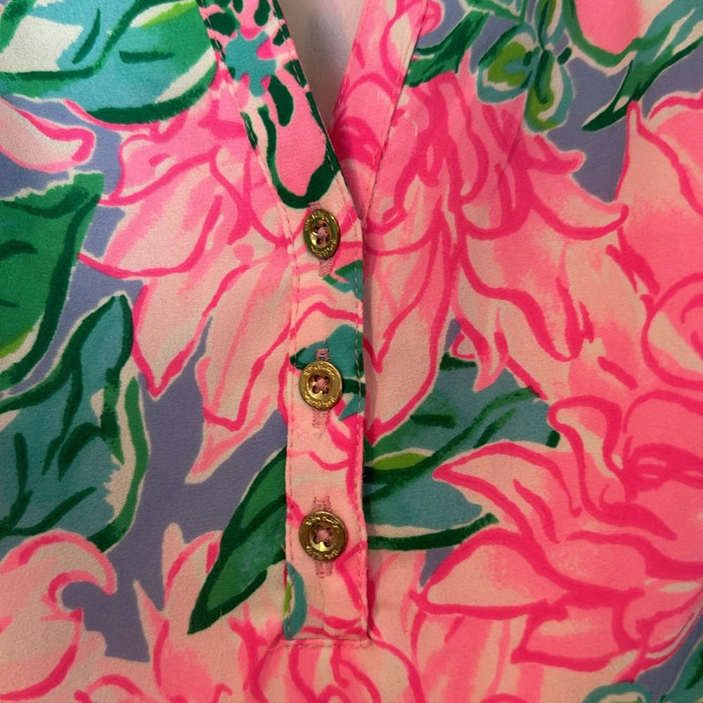 Lilly Pulitzer Pink Floral Maxi Dress with Green Leaves - Picture 6 of 7